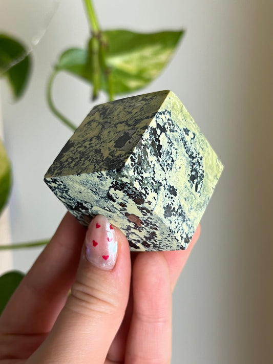 Serpentine x Pyrite Standing Cube
