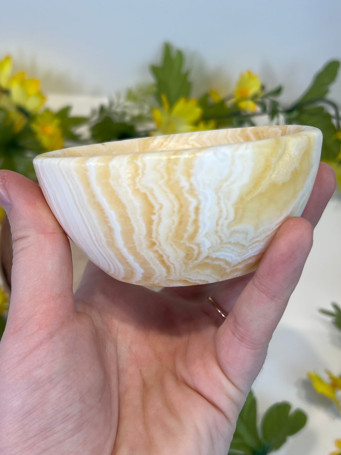 Yellow Banded Calcite Bowl