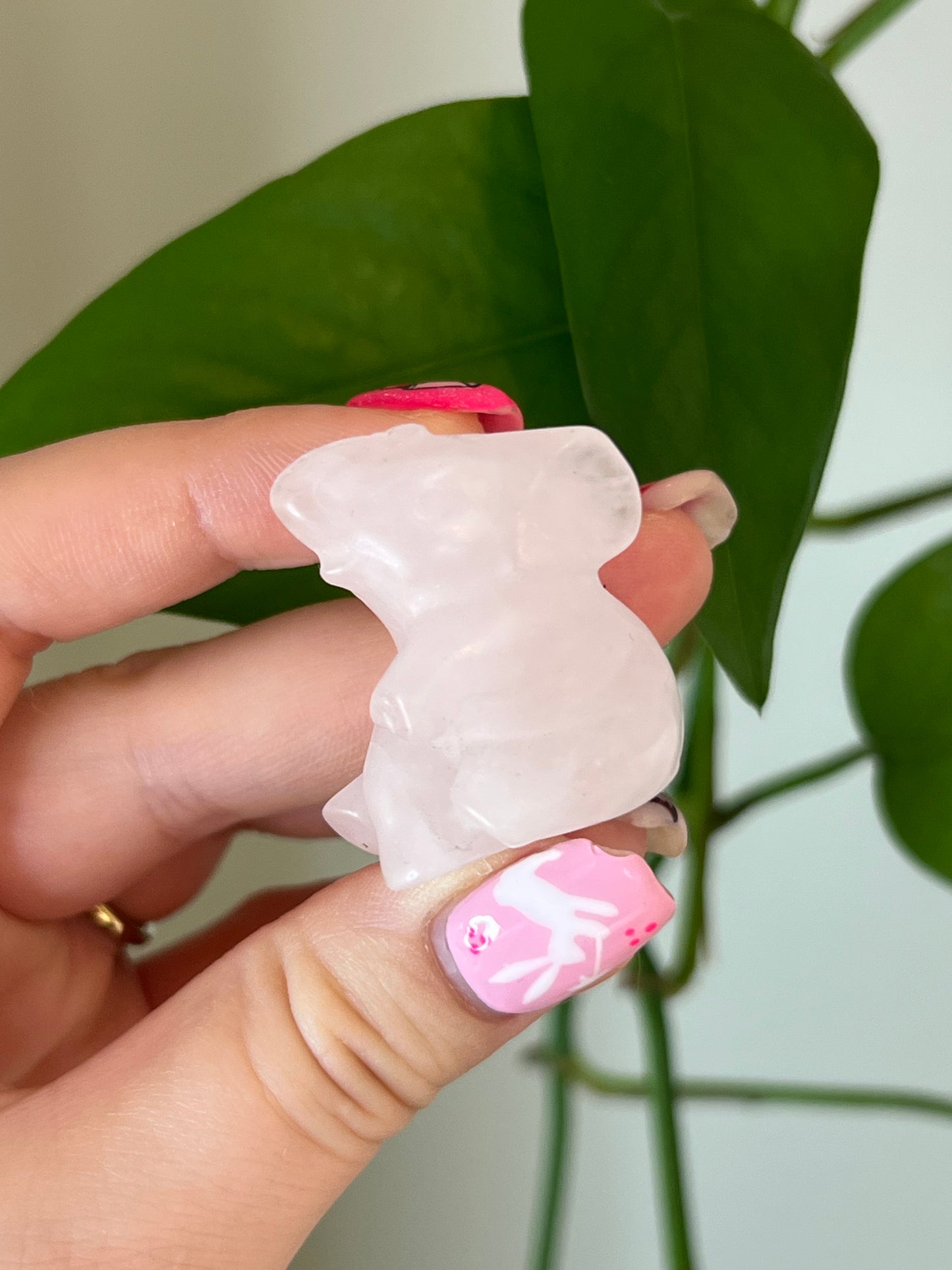 Rose Quartz Sitting Elephant