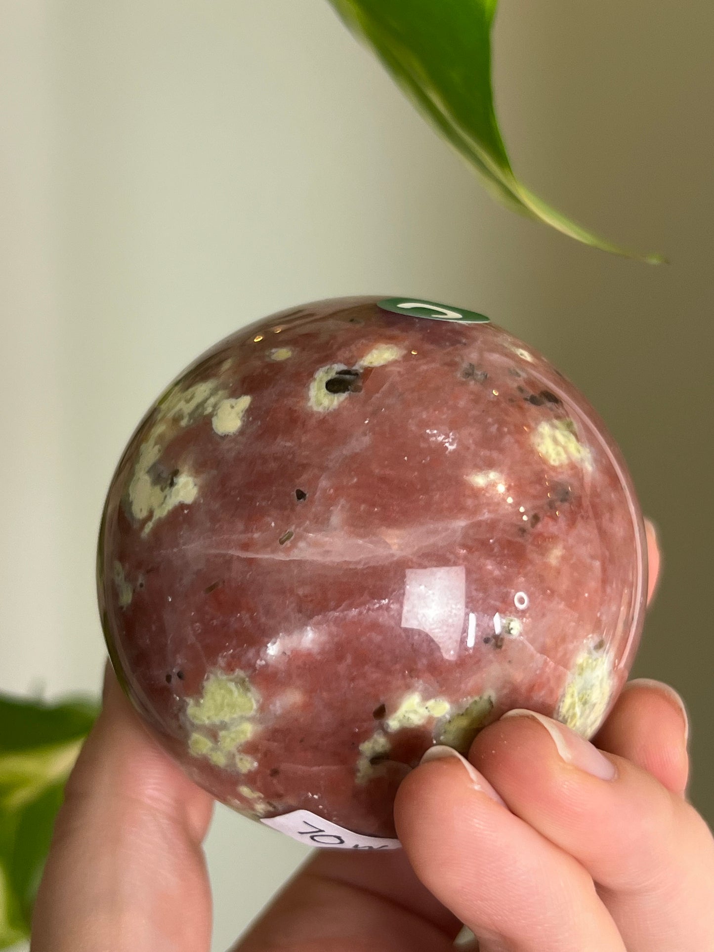 Plum Blossom Tourmaline x Serpentine Large Sphere - C