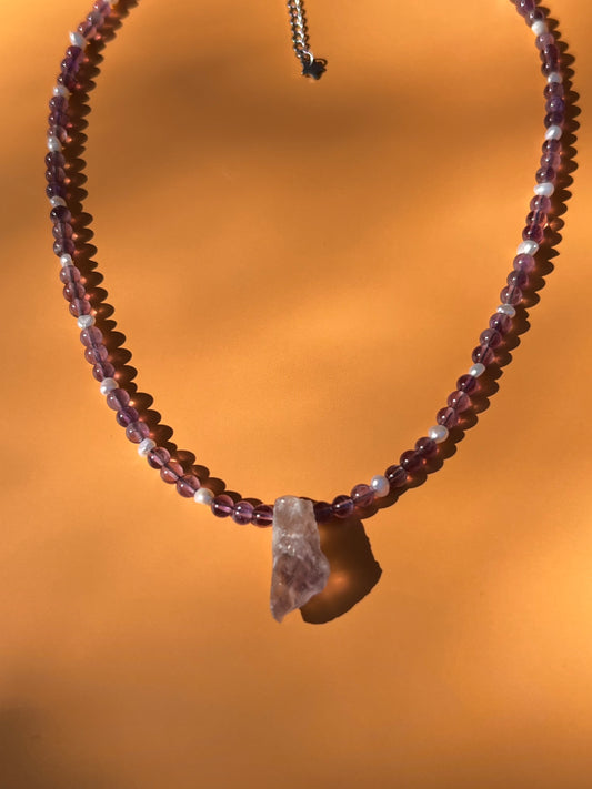 Future is Crystal Clear Amethyst Beaded Necklace🔮