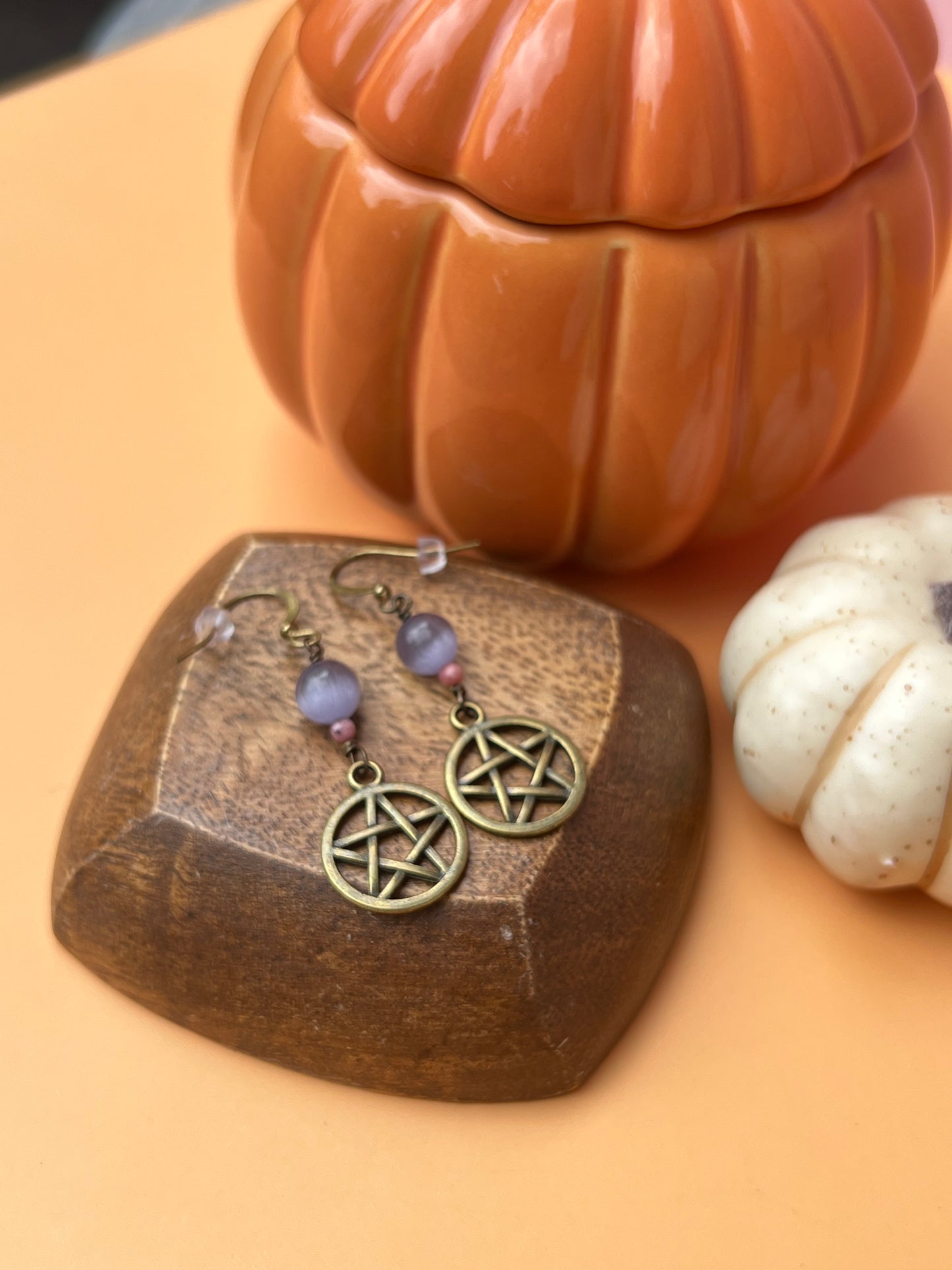 Lavender Pentacle of Life Earrings