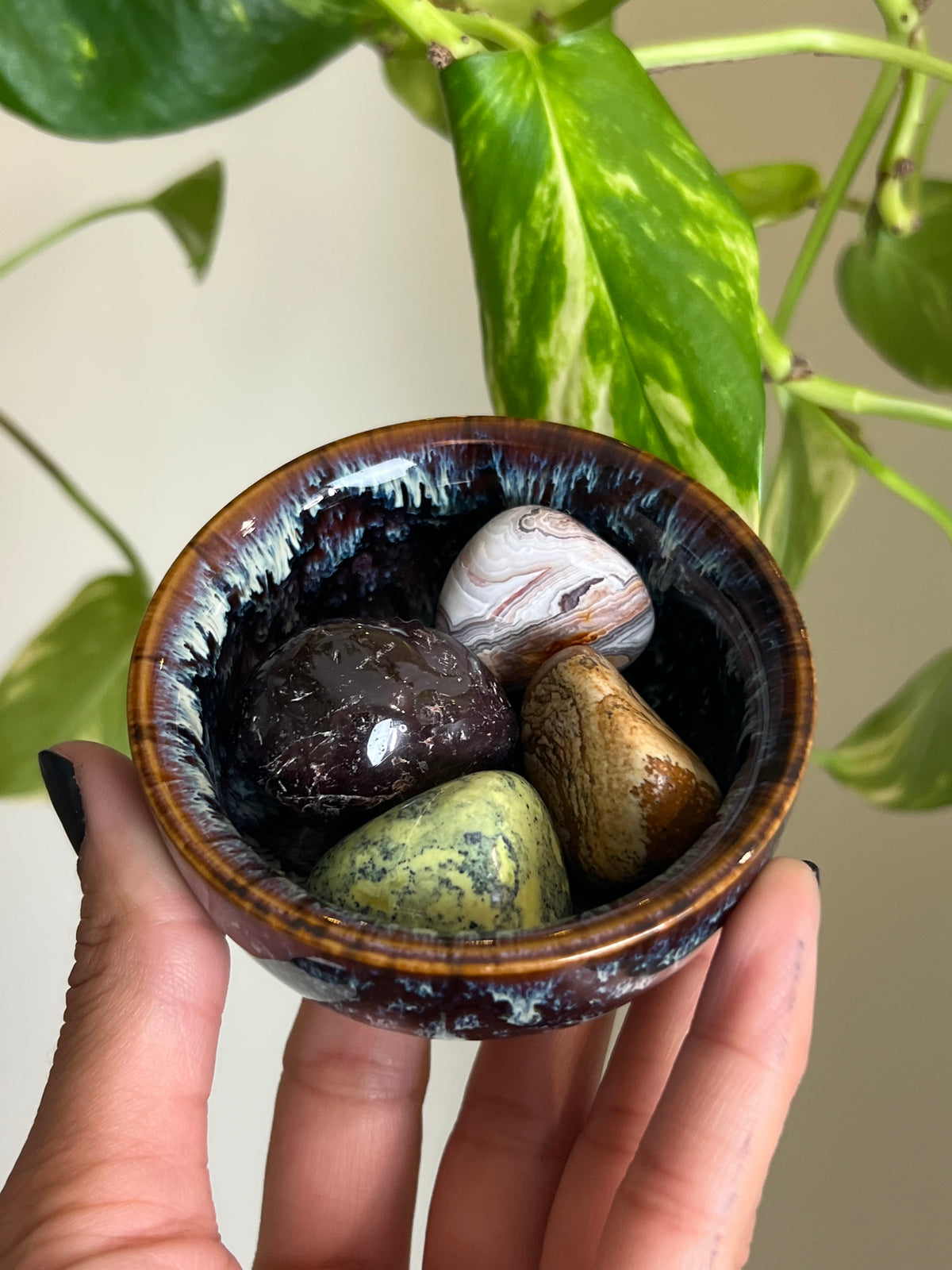 Vintage Ceramic Blue + Brown Dish