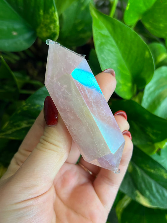 Rose Aura Quartz Double Terminated Point - Medium