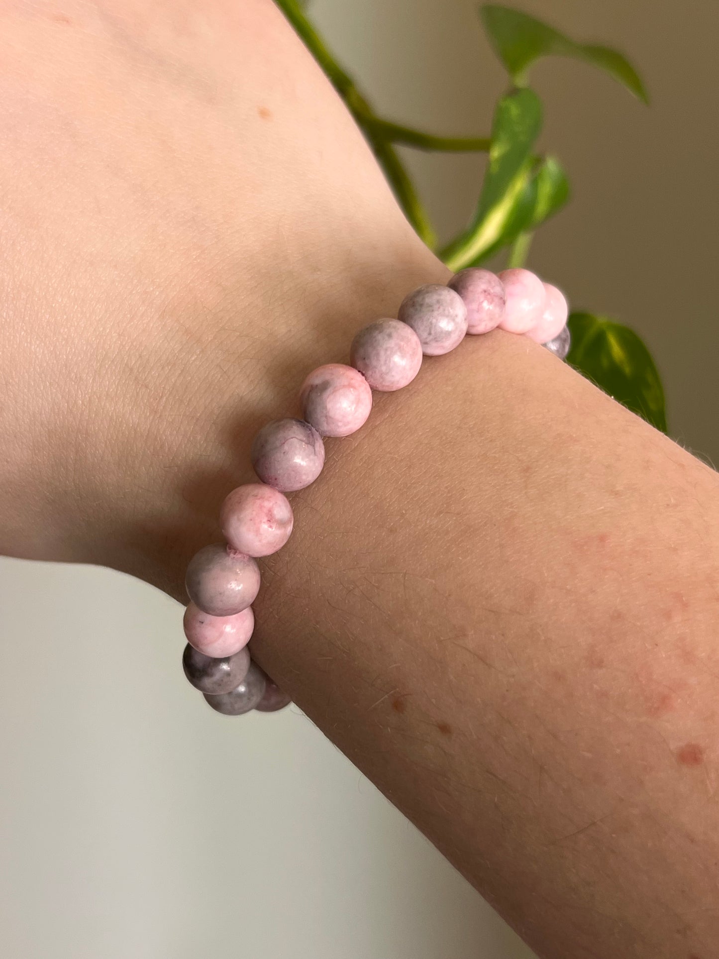 8mm Pink Zebra Jasper Bracelet