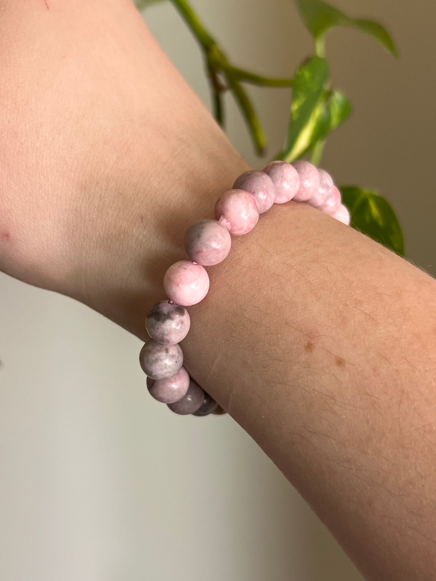 8mm Pink Zebra Jasper Bracelet