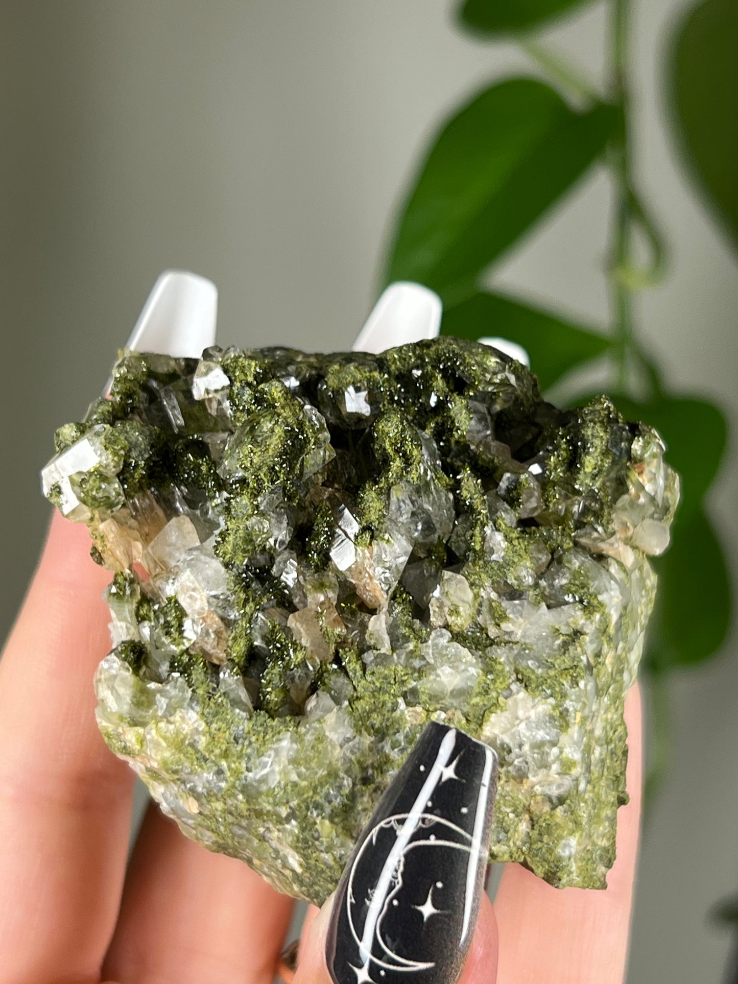 Forest Epidote Quartz Cluster - Rare - B