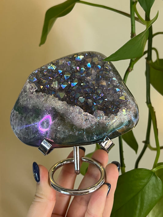 Aura Amethyst Cluster on Stand