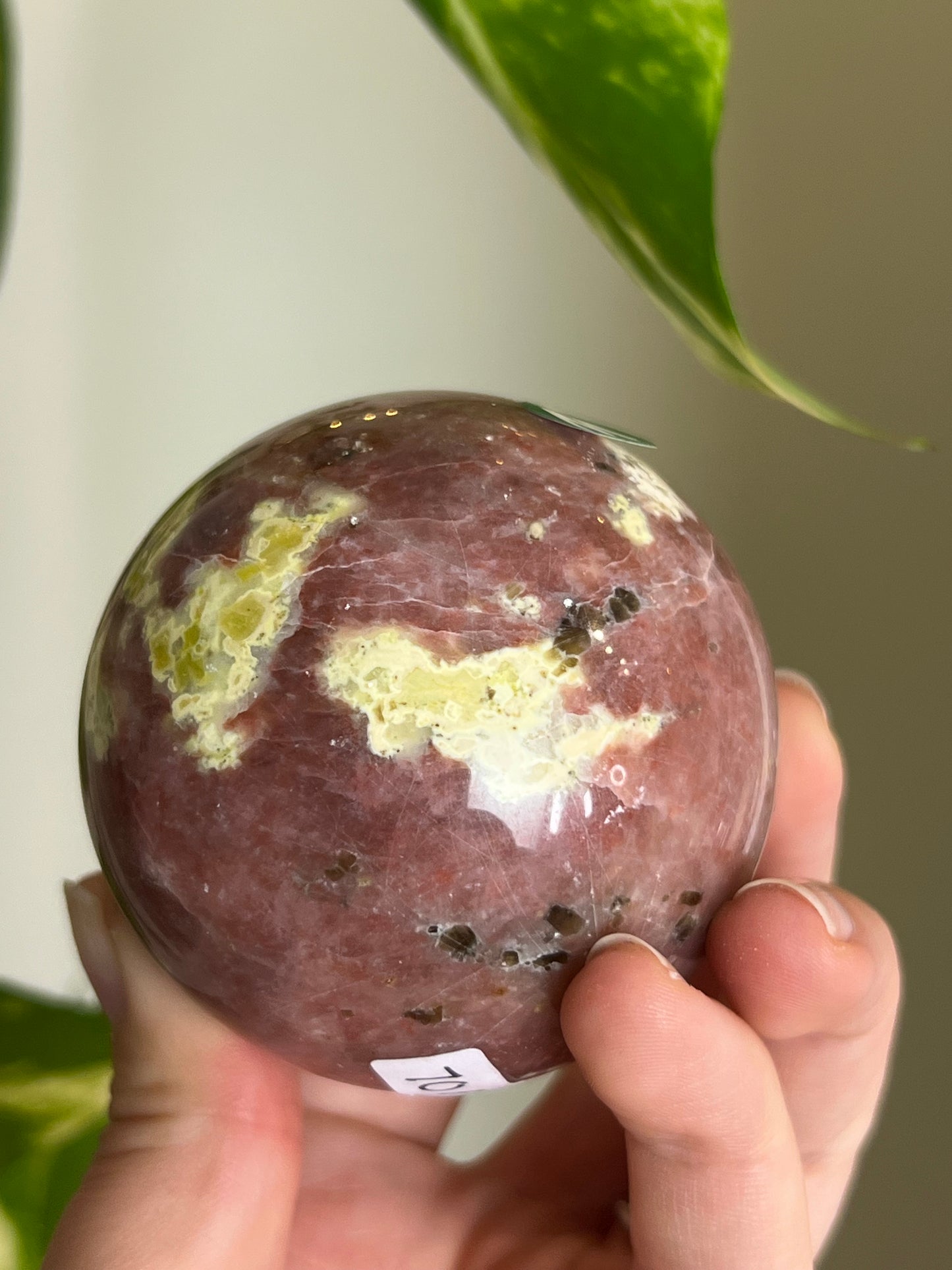 Plum Blossom Tourmaline x Serpentine Large Sphere - W