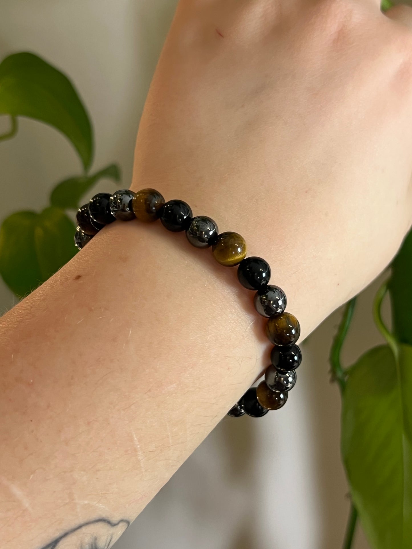 Hematite, Tigers Eye and Onyx Bracelet