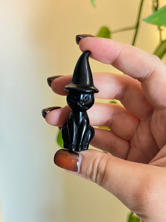 Black Obsidian Witchy Cat