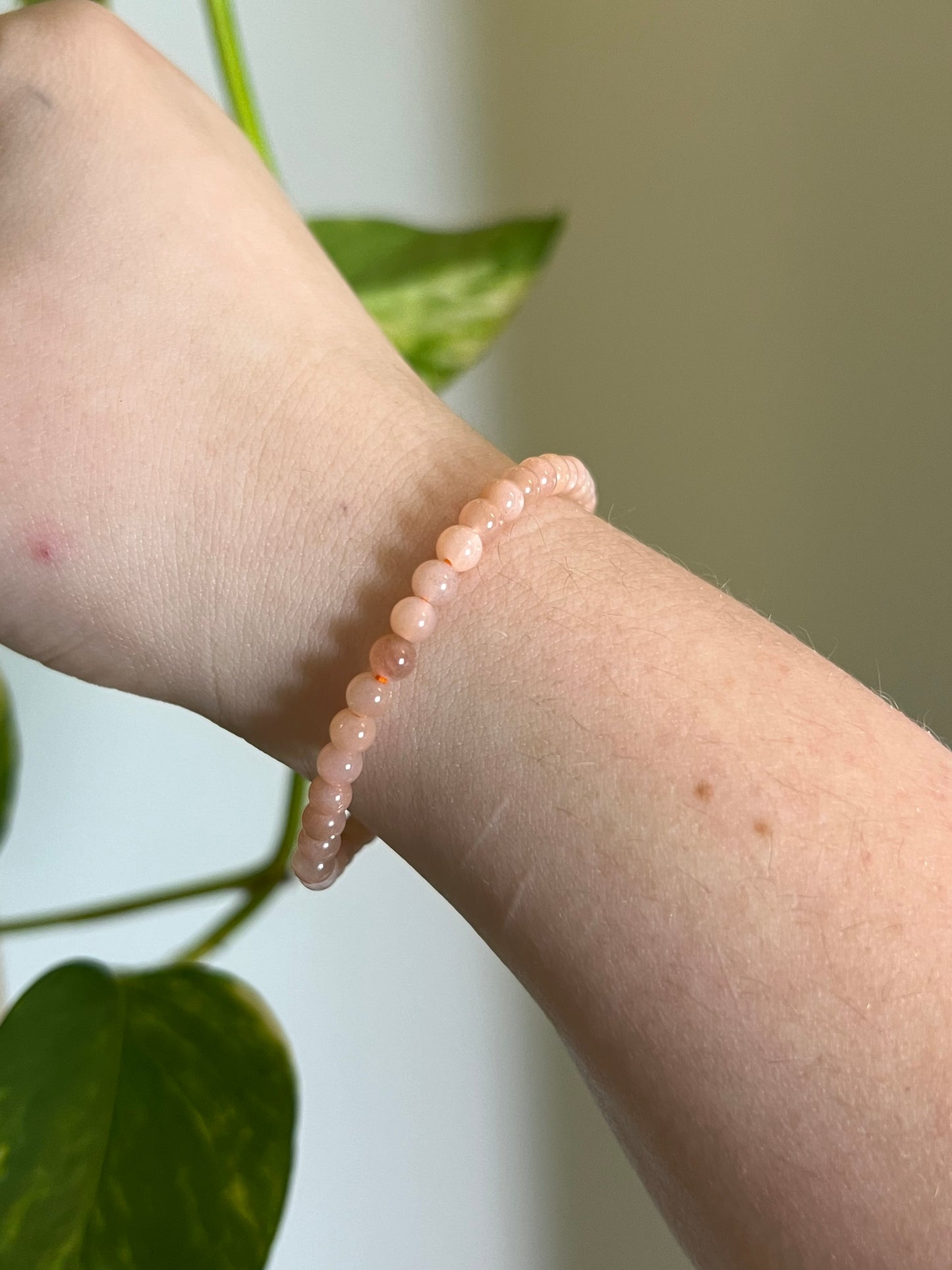 4mm Peach Moonstone Bracelet