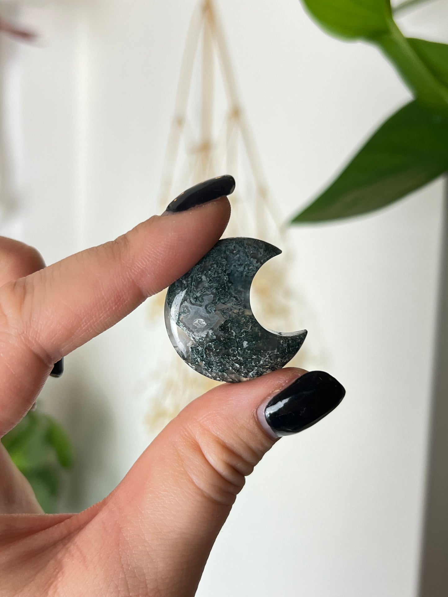Moss Agate Small Moon