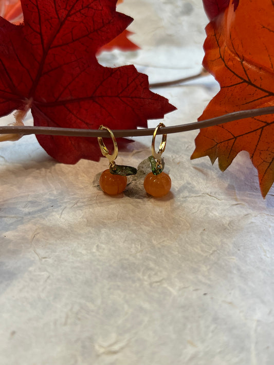 Orange Aventurine Pumpkin Earrings