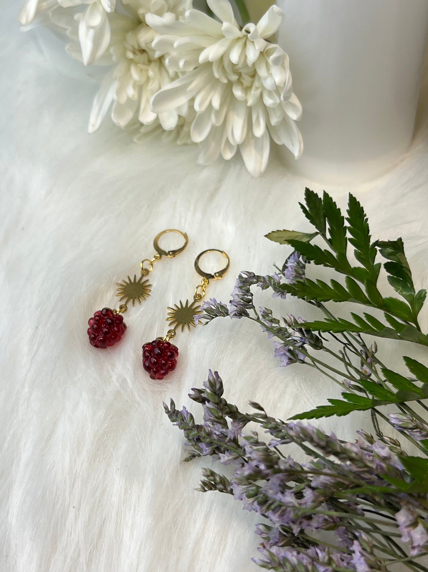 Berry Starburst Gold Earrings