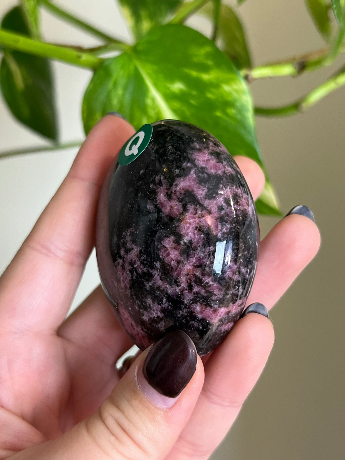 Madagascar Rhodonite Large Palm Stone - Q