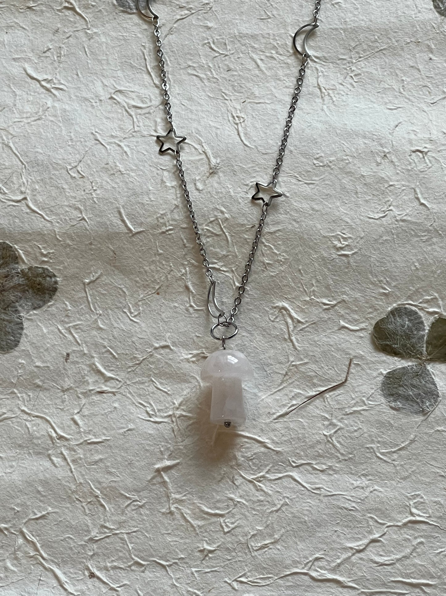 Rose Quartz Mushroom Celestial Necklace