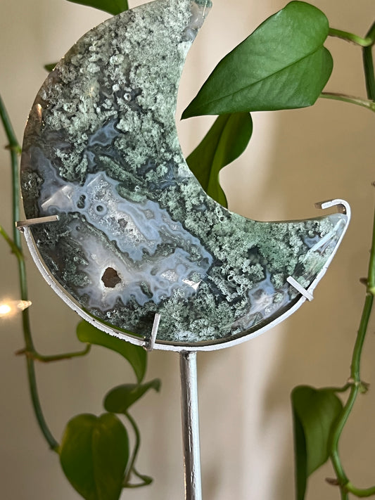 Moss Agate Moon Stand - A