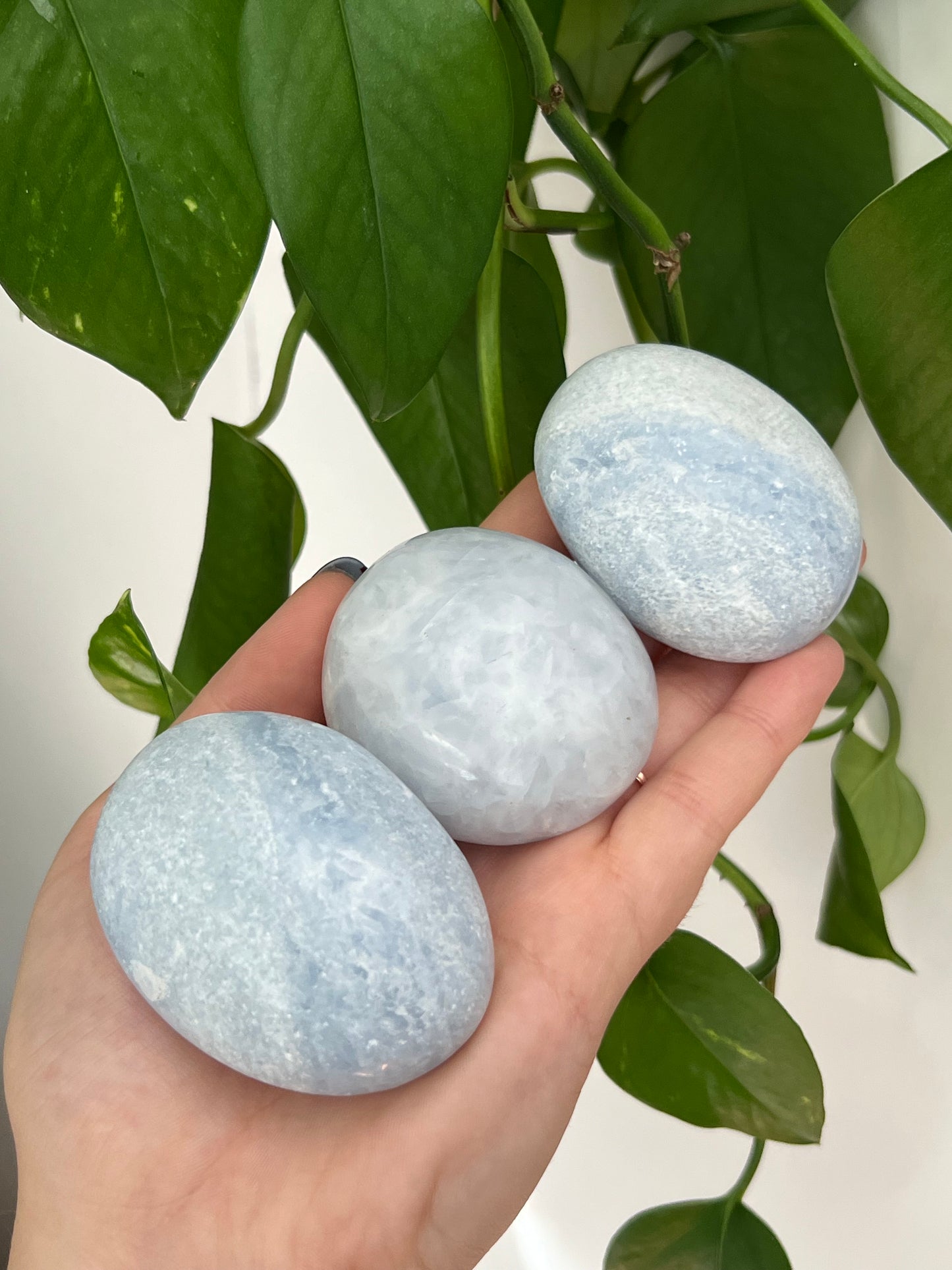 Blue Calcite Palm Stone