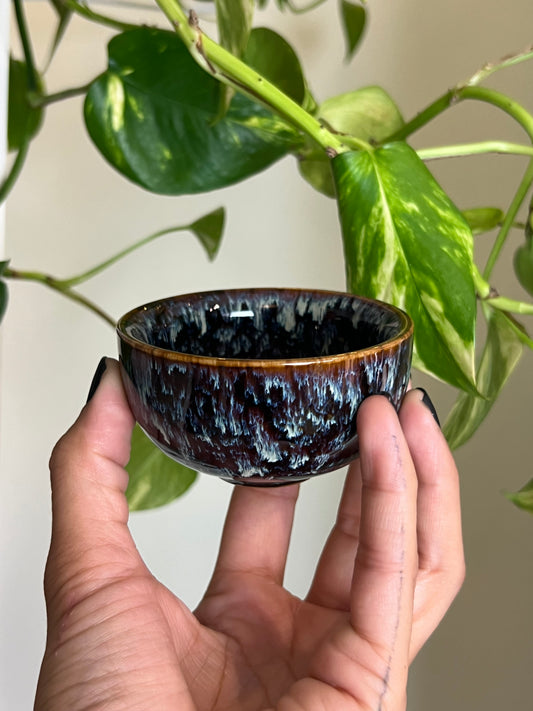 Vintage Ceramic Blue + Brown Dish