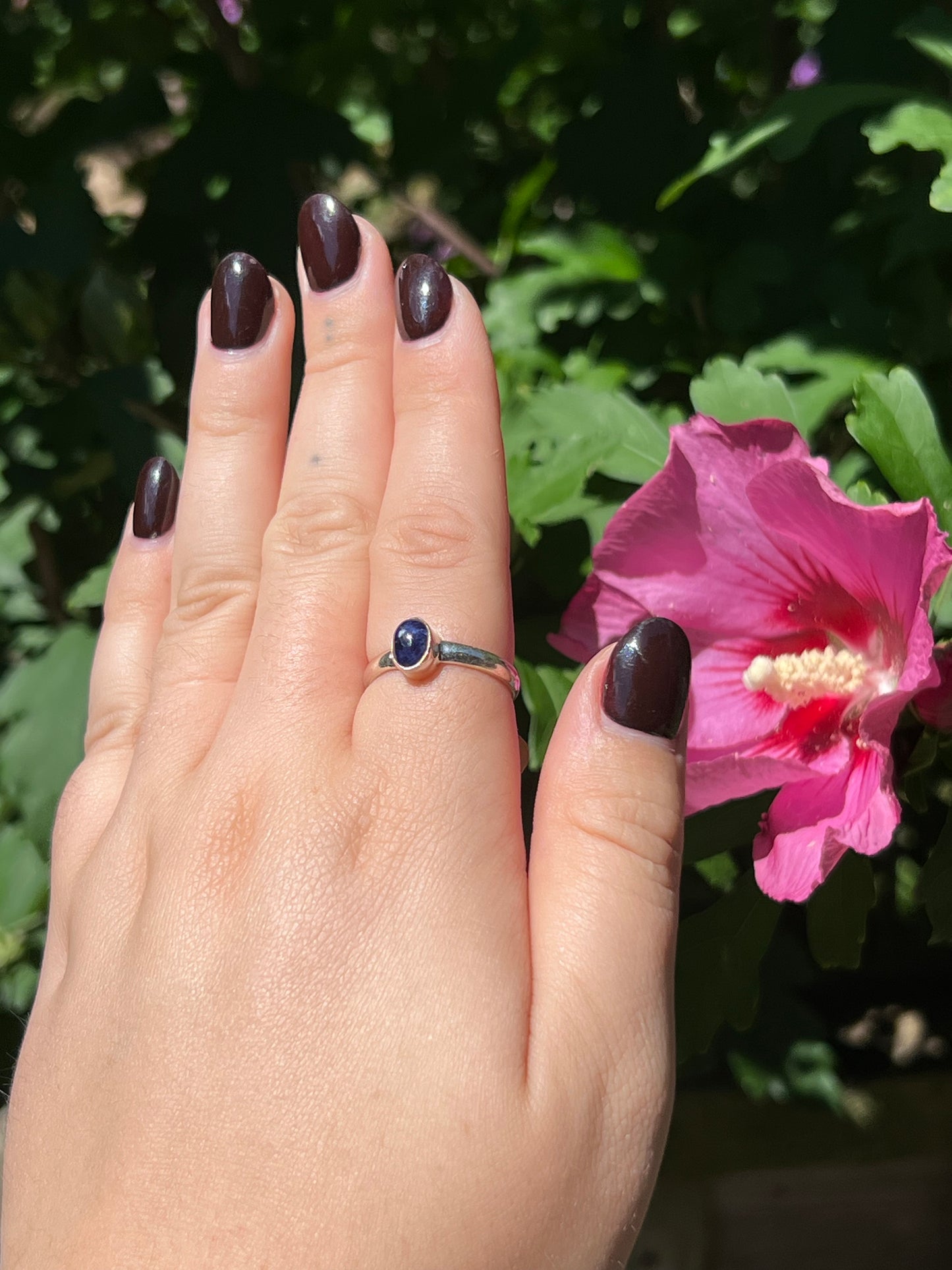 Sodalite Dainty Sterling Silver Ring | Size 8.5