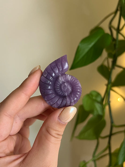 Lepidolite "Ammonite" Carving