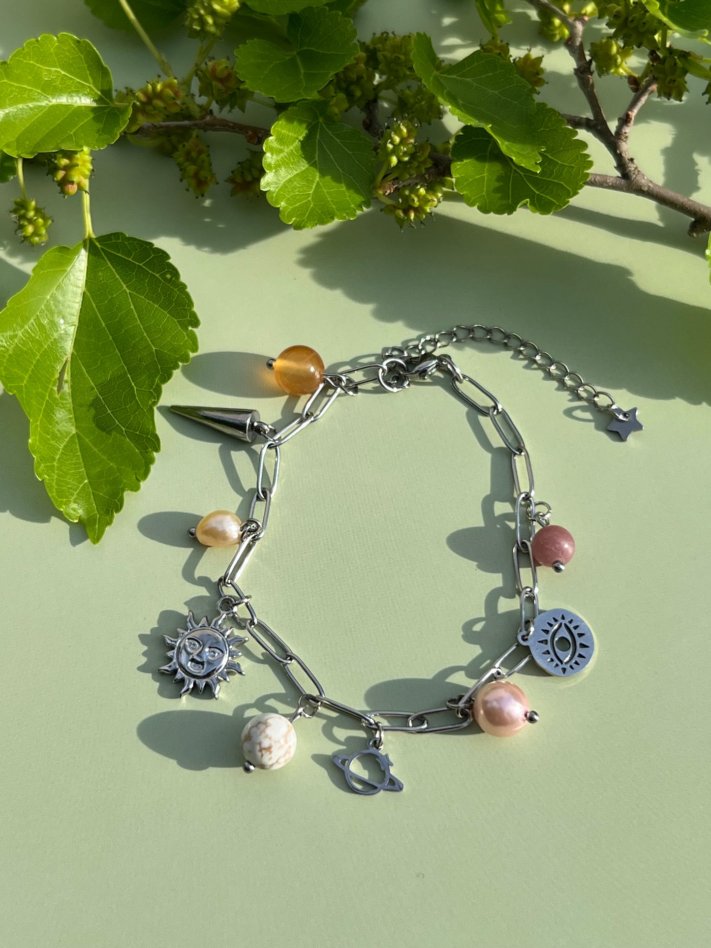 Celestial Lesbian Flag Inspired Charm Bracelet