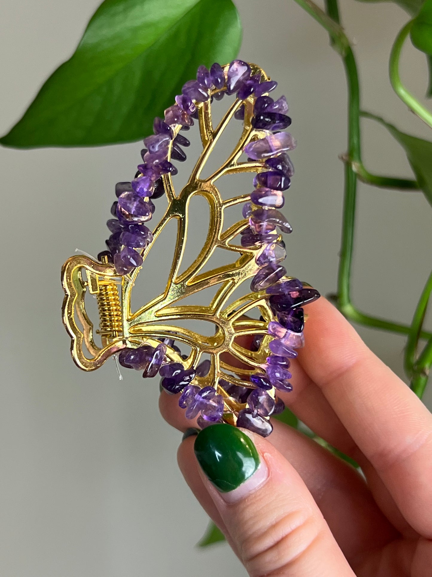 Amethyst Fairy Claw Clip - Gold