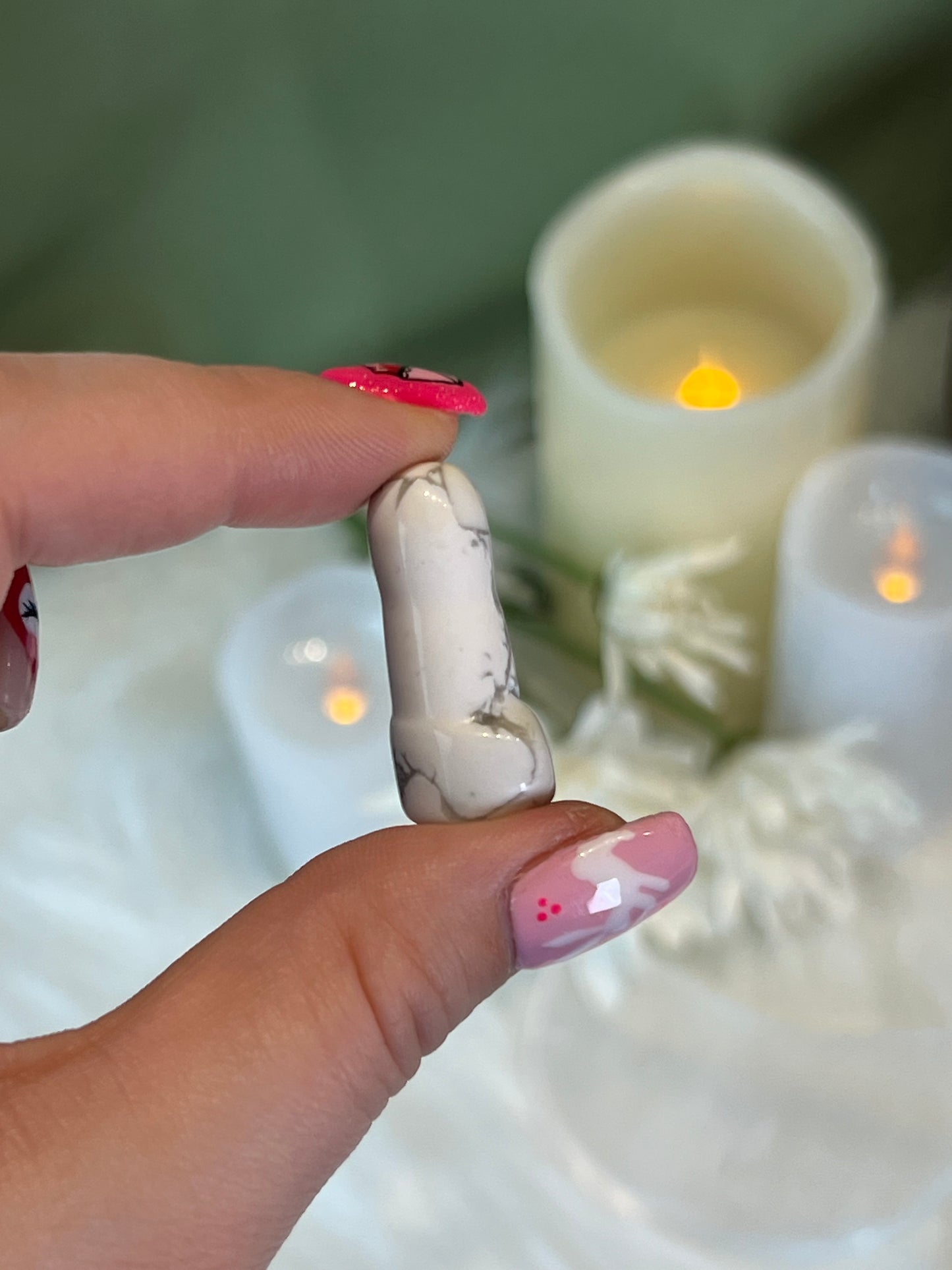 White Howlite Peen Carving