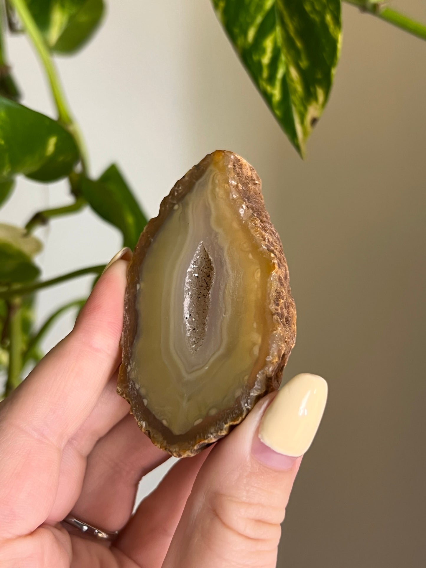 Peachy Druzy Agate Slice - F