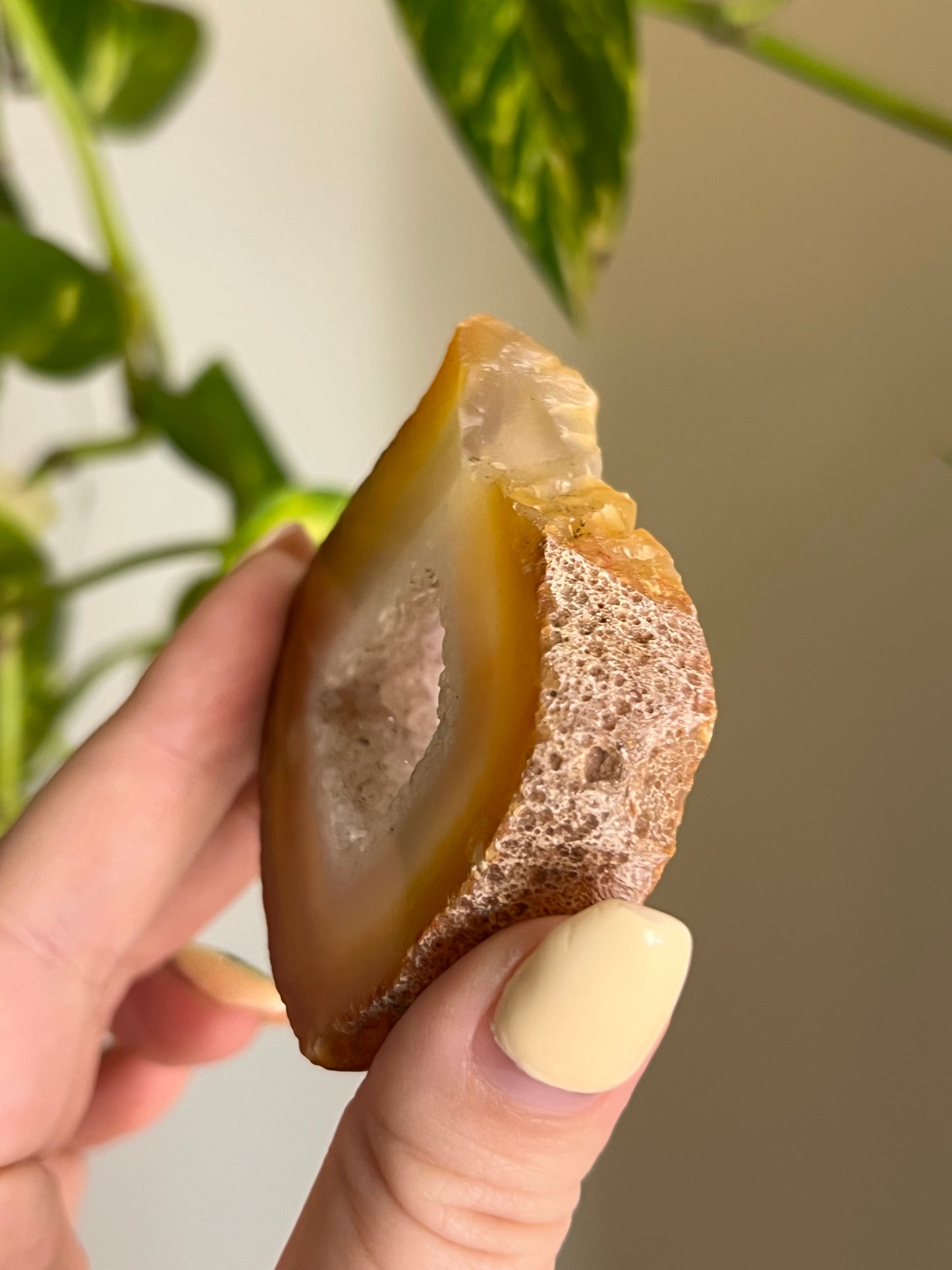 Peachy Druzy Agate Slice - S