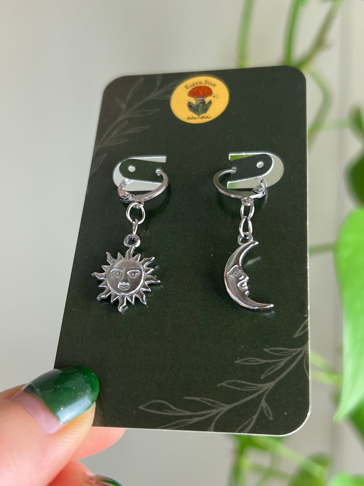 Sun and Moon Earrings - Silver