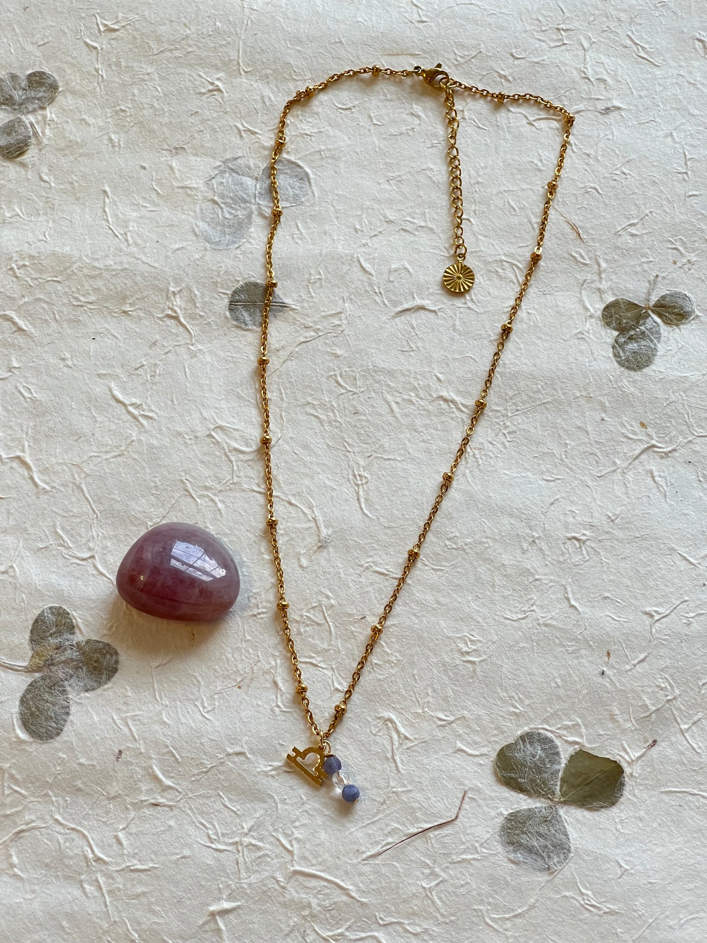 Libra - Zodiac Sign Gemstone Gold Necklace