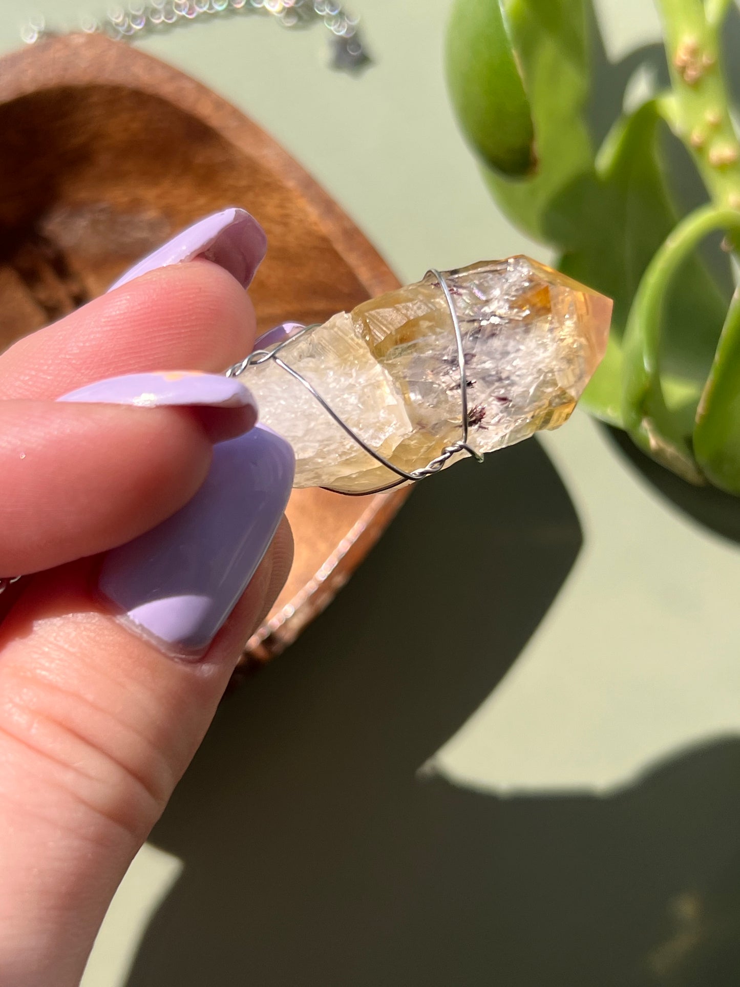 Citrine + Black Rutile Point Silver Necklace