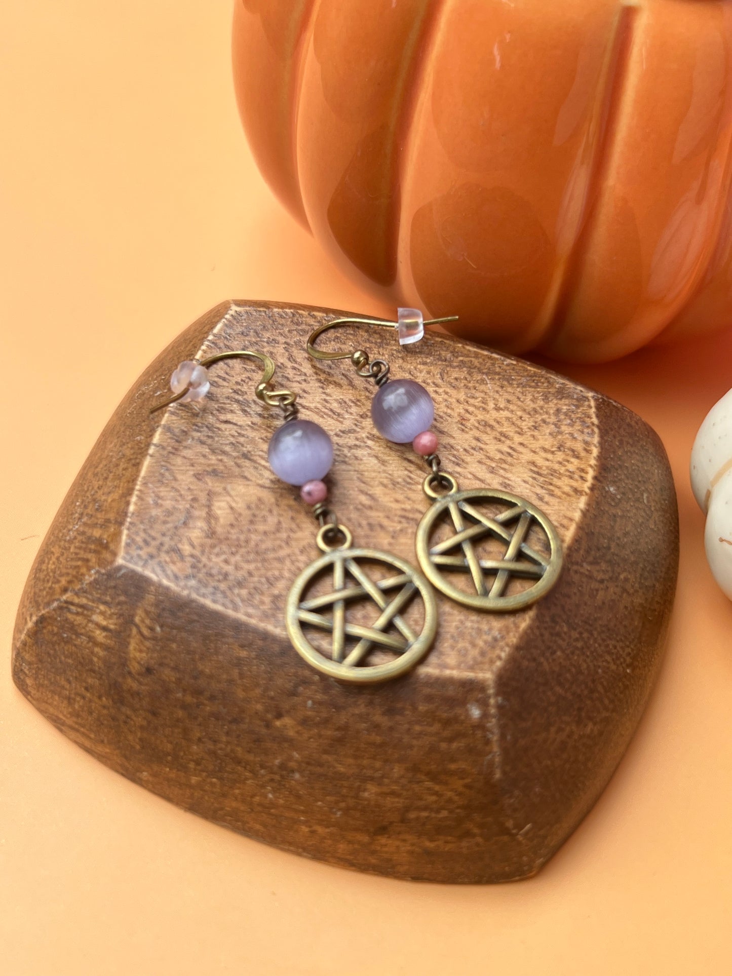 Lavender Pentacle of Life Earrings