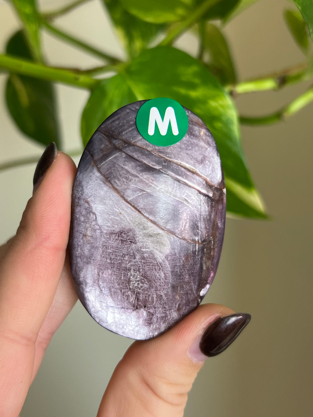 Flashy High Quality Lepidolite Large Palm Stone - M