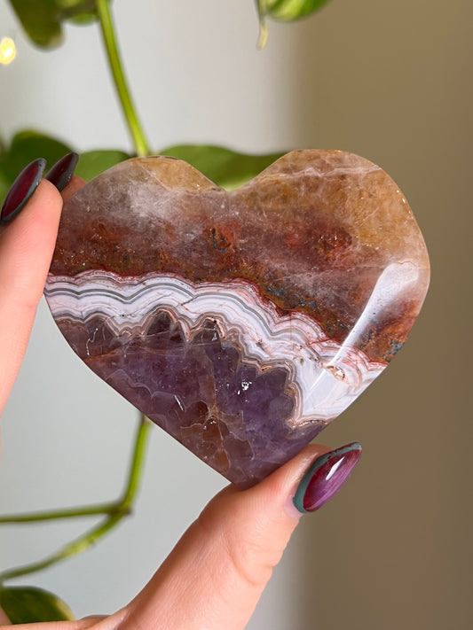 Amethyst x Crazy Lace Agate Heart - U