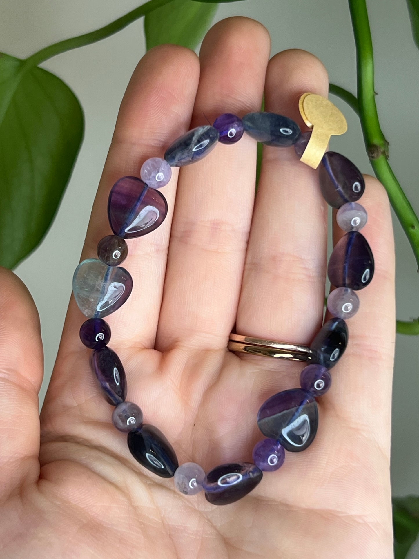 Rainbow Fluorite Heart Bracelet