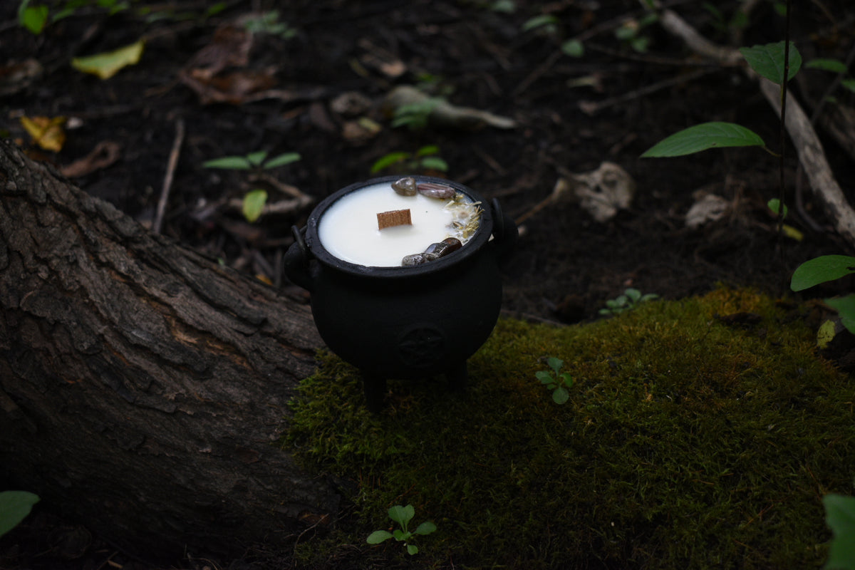 Autumnal Equinox Cauldron Candle | Green Tea + Warm Cedar 🍂