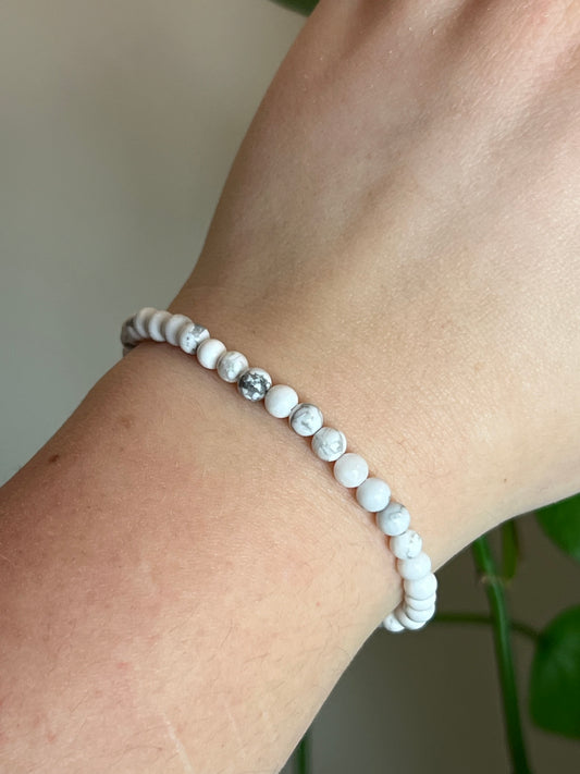 White Howlite 4mm Bracelet