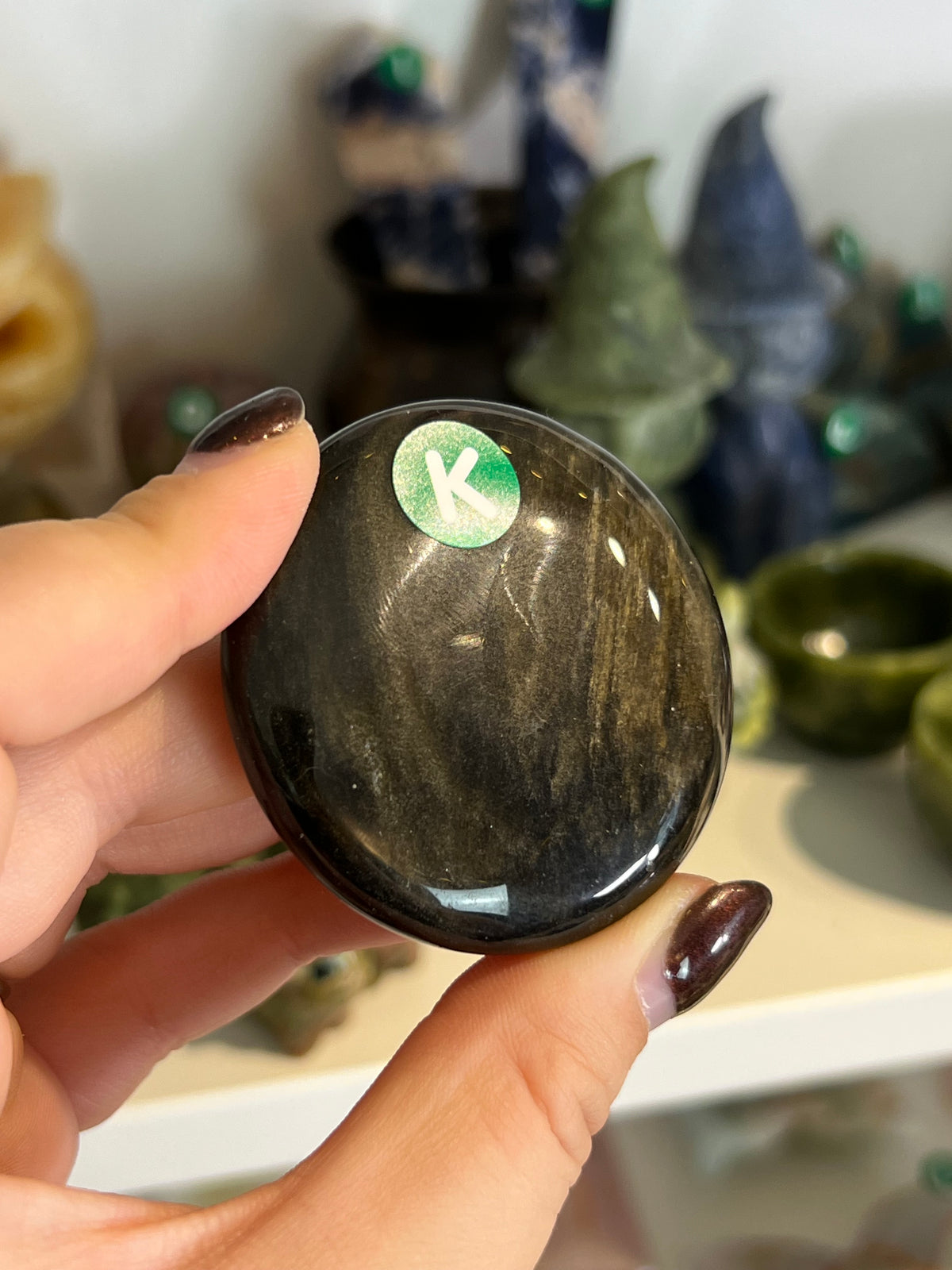 Gold Sheen Obsidian Flat Stone - K