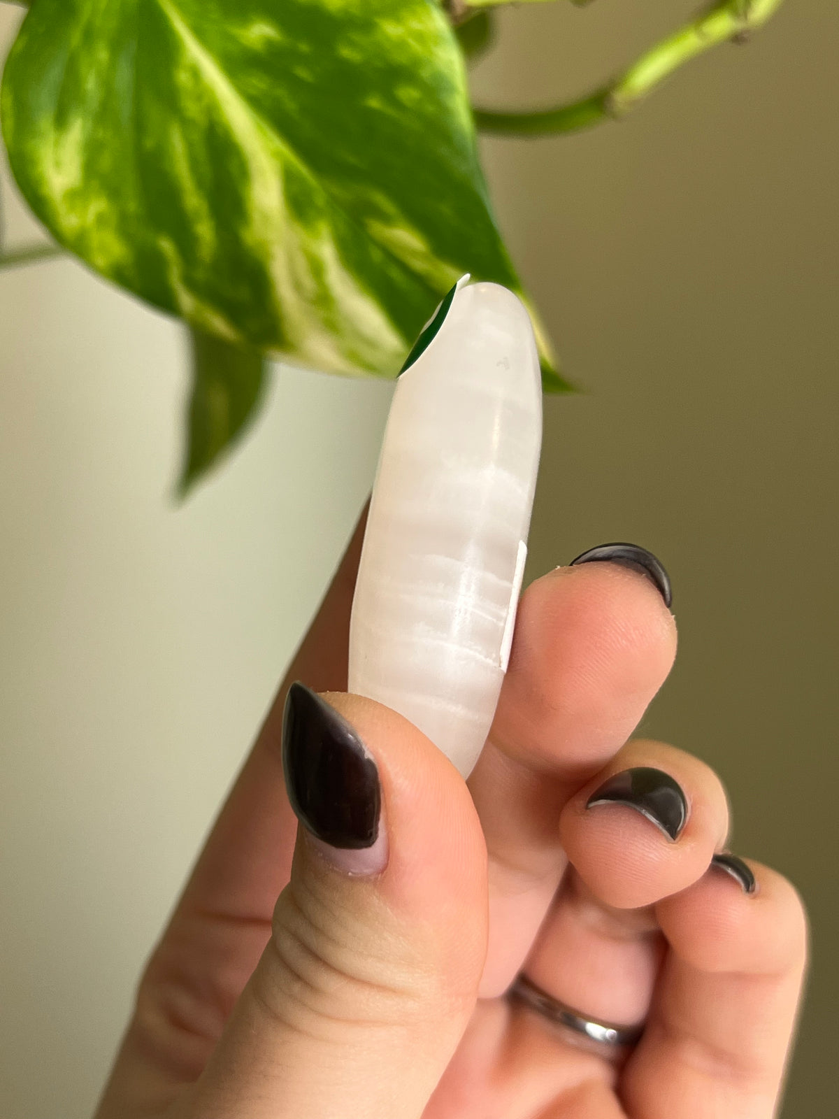 UV Reactive Pink Mangano Calcite Small Palm Stone - P