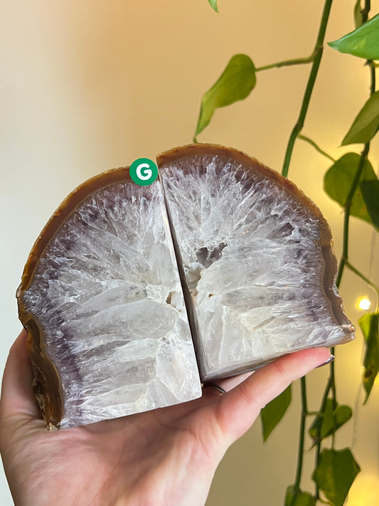 Druzy Agate Natural Bookends - G