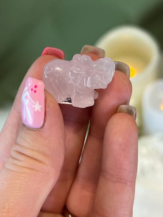 Rose Quartz Small Elephant