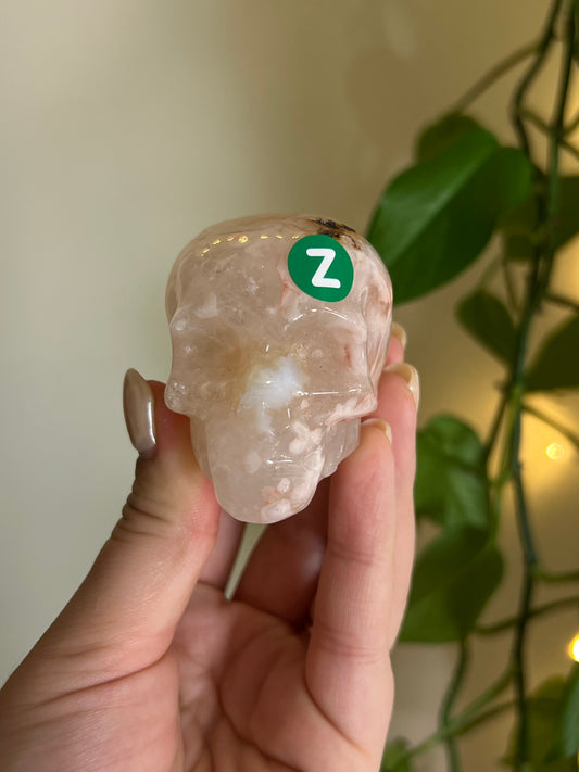Pink Amethyst x Flower Agate Skull - Z