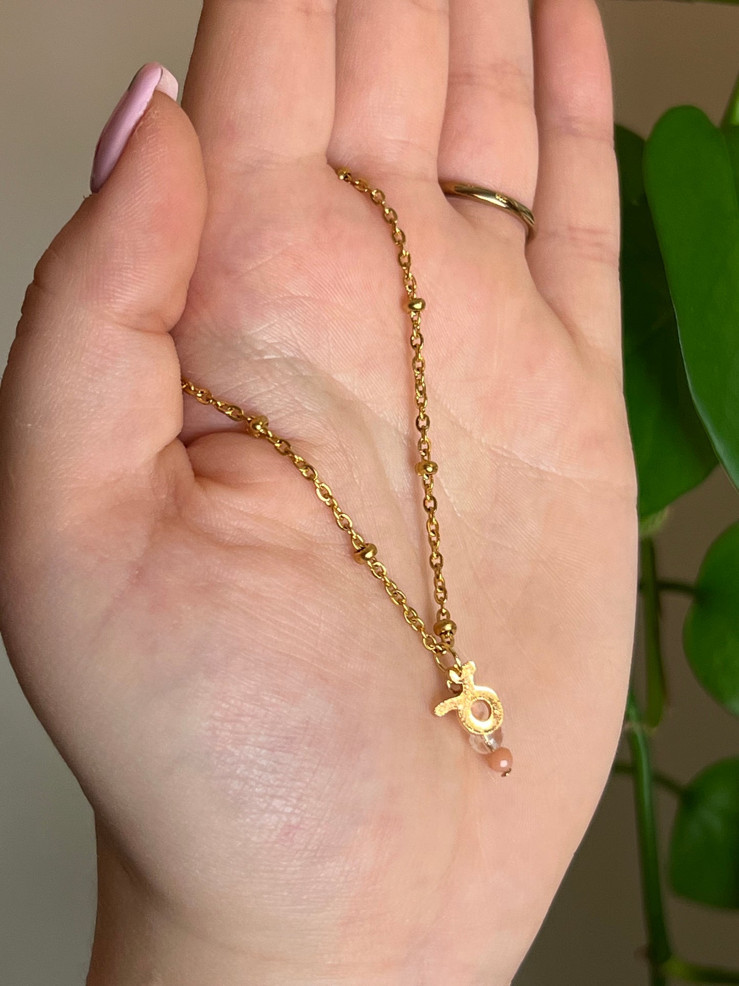 Taurus - Zodiac Sign Gemstone Gold Necklace