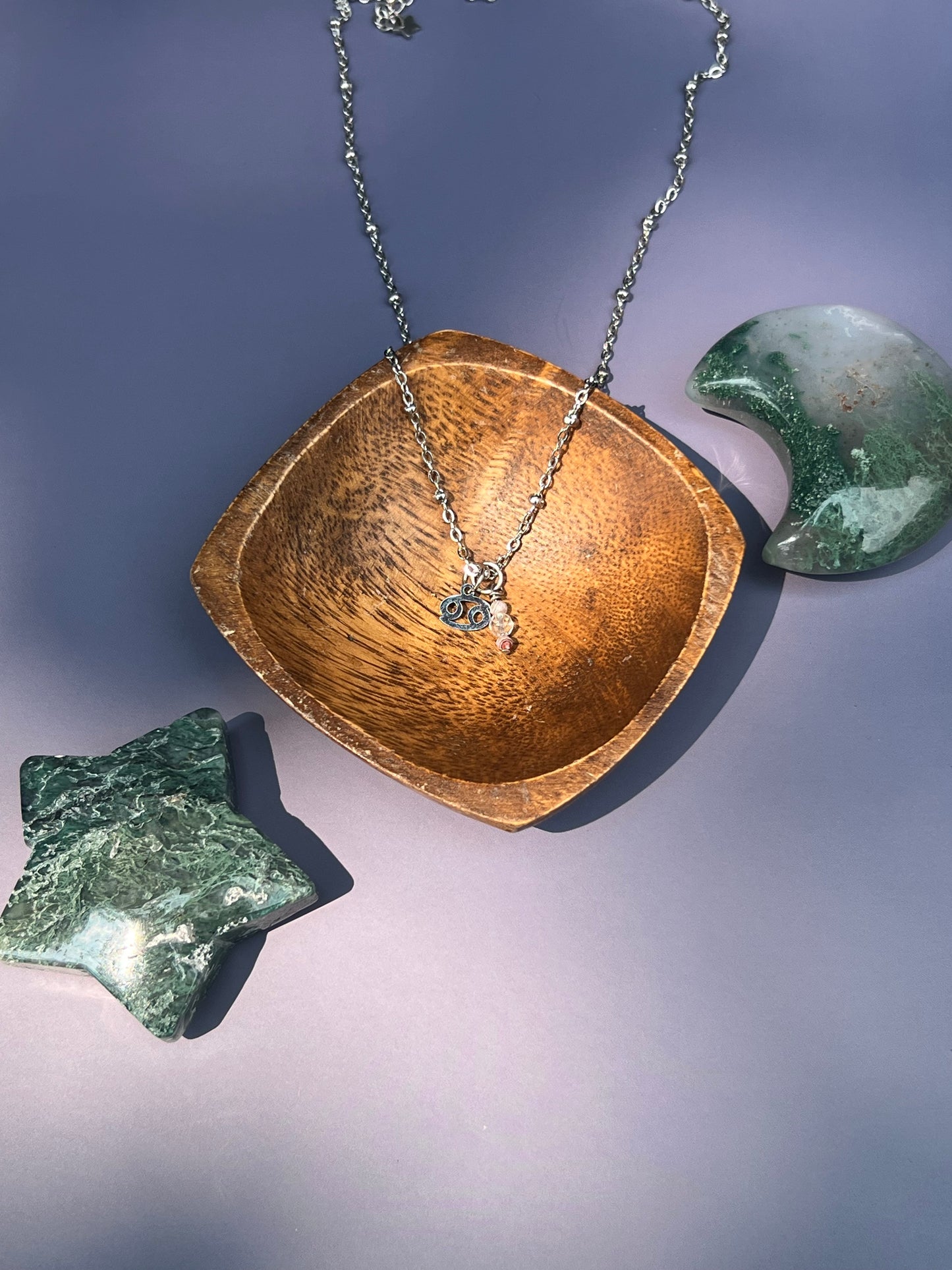 Aquarius - Zodiac Sign Gemstone Silver Necklace