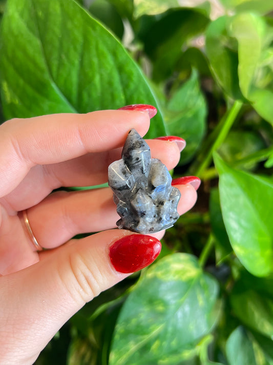 Flashy Larvikite Cluster Carving