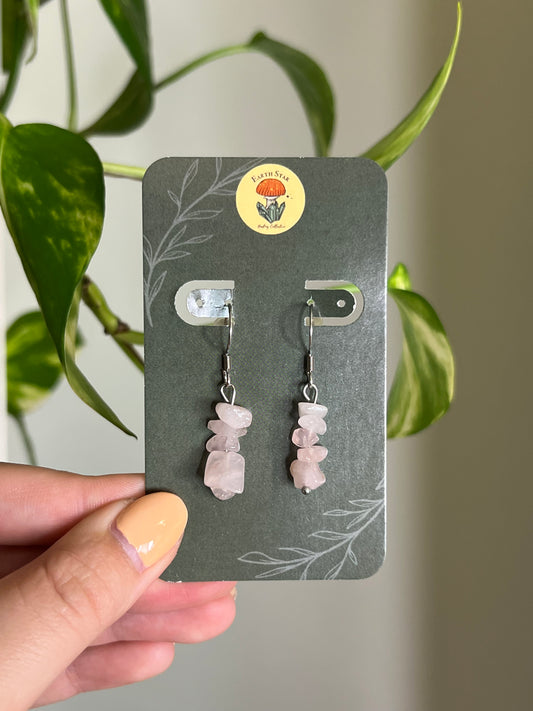 Rose Quartz Chip Earrings