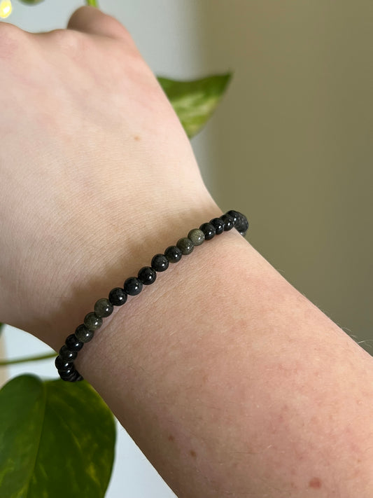 4mm Gold Sheen Obsidian Bracelet